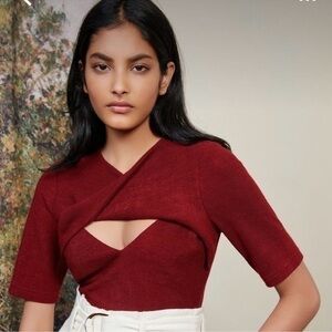 Acler "Brighton" "Deep Red" top twist top US size 4